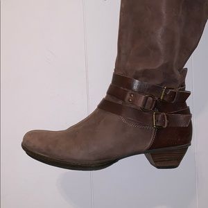 Brown leather boots